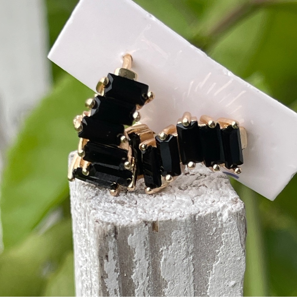 Black 14K Gold Plated Earrings - Picture 8 of 8